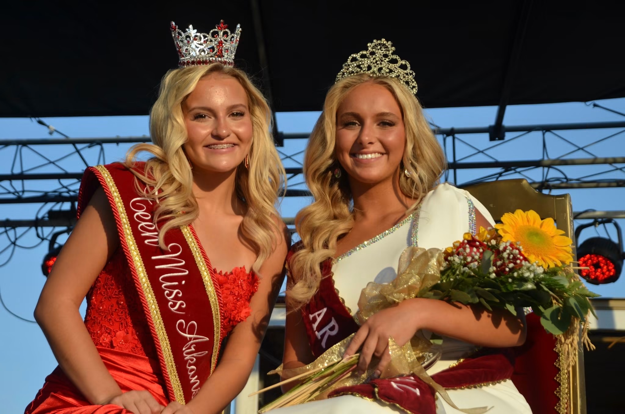 Outgoing Teen Queen Reese Oguin and Incoming Teen Queen
											 Anistyn Bryeans
